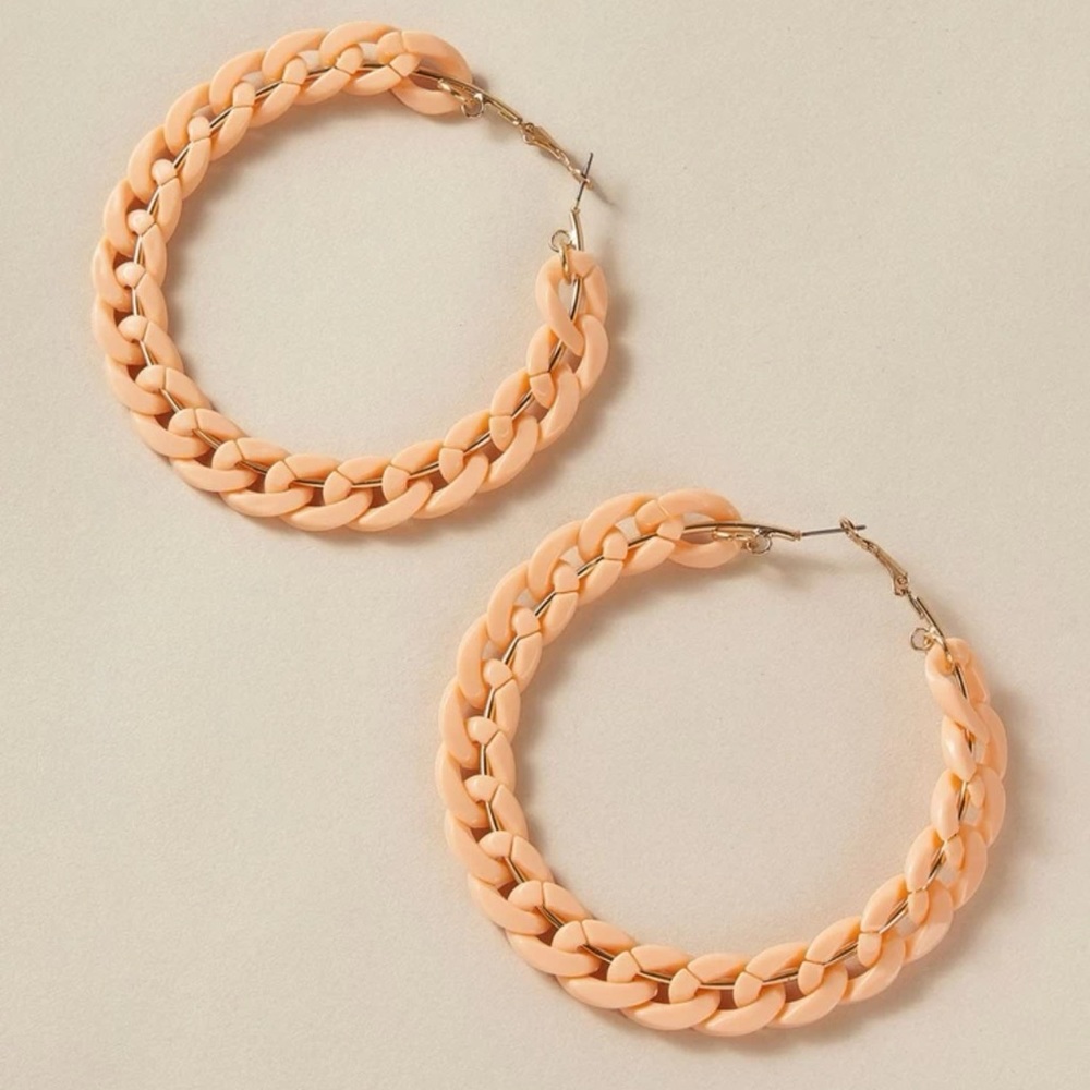 Braided Peach HUGE Earrings NWOT
